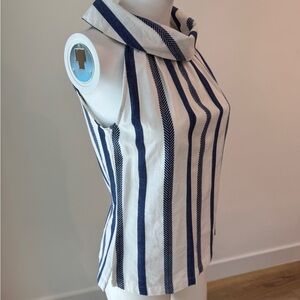 Striped Sleeveless Top - Blue and White